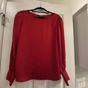 Express Clothing Satin Red Long Sleeve